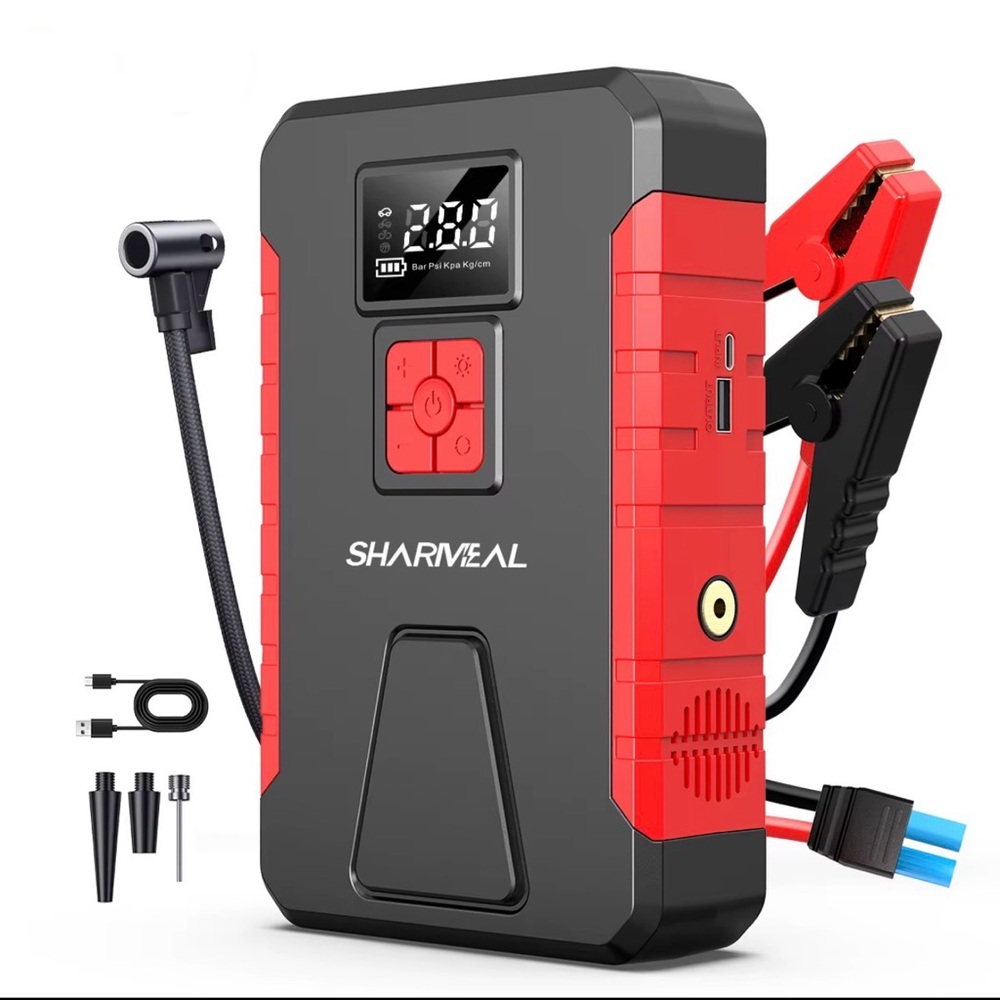 SHARMEAL Portable Car Jump Starter - Black and Red